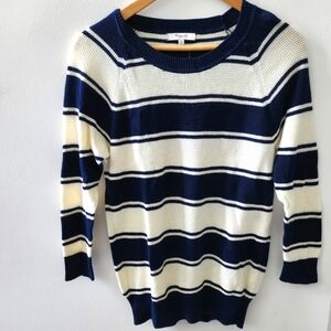 M Blue Striped Knit Sweater